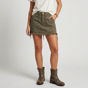 Free People Cargo Skirt Womens 25 Military Green Distressed Y2K